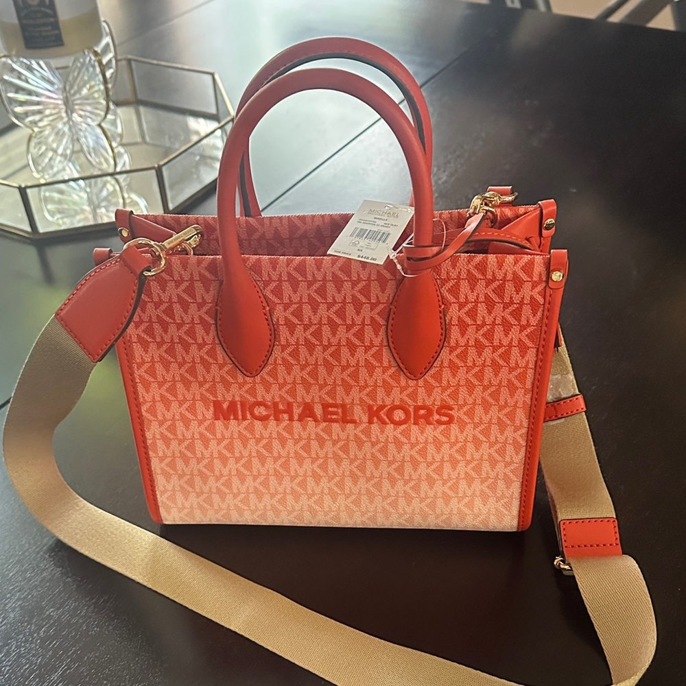 Michael Kors Orange and Cream Satchel